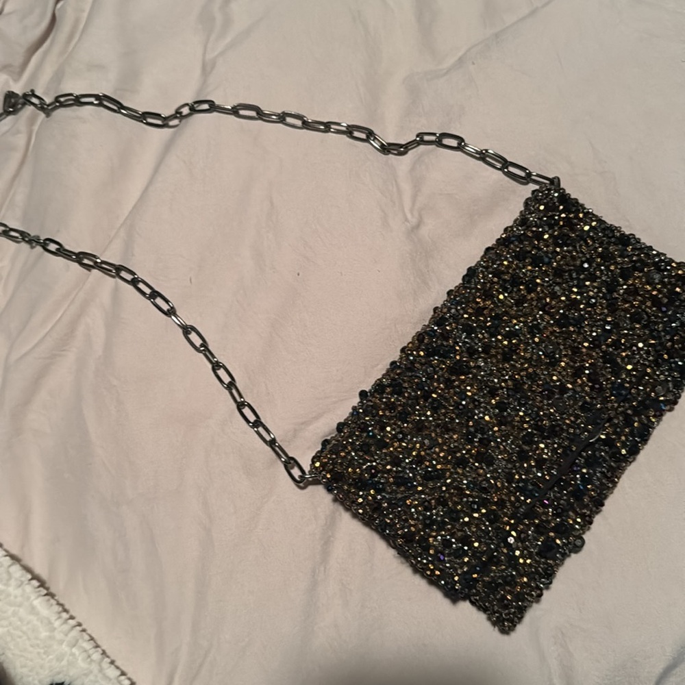 Chic Black and Gold Beaded Clutch